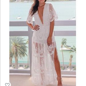 White Lace Maxi Romper
